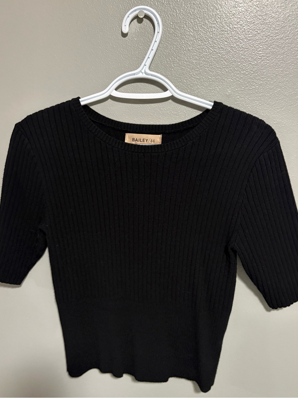 Bailey 44 Black Ribbed Short-Sleeve Sweater